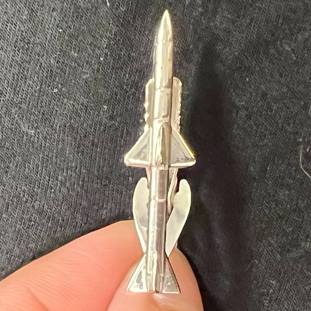 Vintage Robbins Co. Attleboro Silver Tone Tie Clip Rocket / Missile Design 1960s